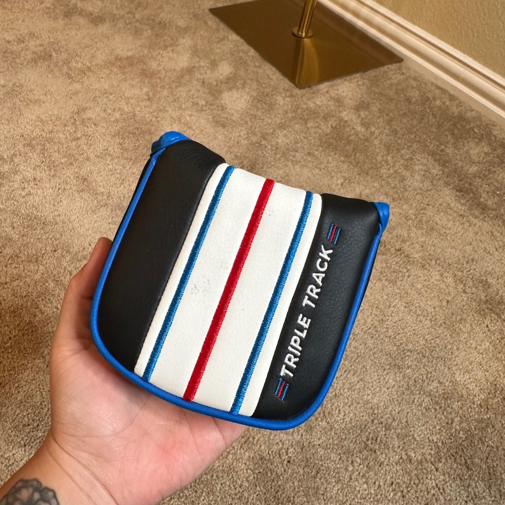 Odyssey Triple Track Mallet Putter Headcover Black Blue Red Magnetic Closure